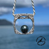 Tahitian Pearl, 10.5mm, Sterling Silver Square Cradle RIng