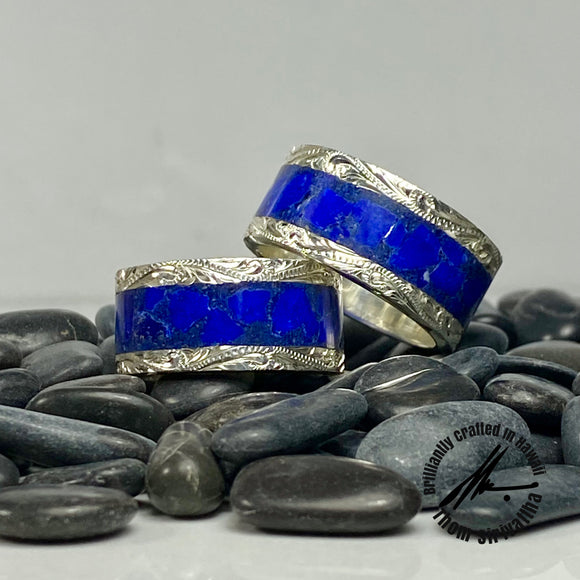 Sterling Silver 12mm Lapis Lazuli Inlay Ring