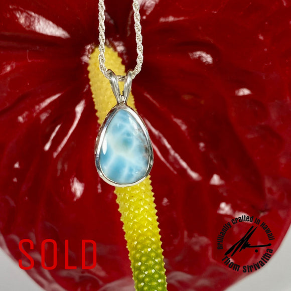 Larimar, 9 Carats, Sterling Silver Pendant