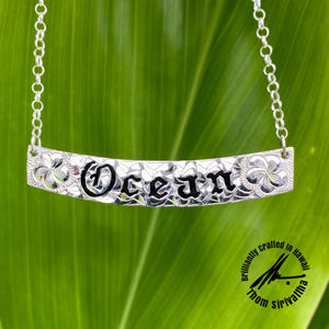 Sterling Silver 8mm "NAME" Curved Horizontal Necklace