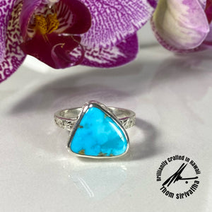 Kingman Turquoise, 8 carats, Sterling Silver 3mm Ring