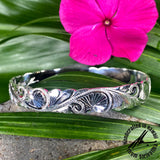 10mm Lehua Flower Bangle with Cut-Out Border