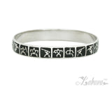 Sterling Silver 12mm Silhouette Collection Warriors and Honu Bangle