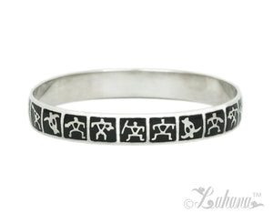 Sterling Silver 12mm Silhouette Collection Warriors and Honu Bangle