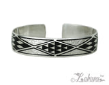 15mm Tapa Design Cuff Bangle - Diamond Shape with Black