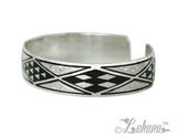 15mm Tapa Design Cuff Bangle - Diamond Shape with Black