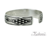 15mm Tapa Design Cuff Bangle - Diamond Shape with Black