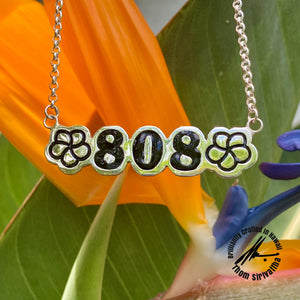 Sterling Silver 12mm "808" Plumeria Necklace 