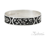 Sterling Silver 18mm Silhouette Collection - Tropical Flower Bangle