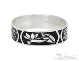 Sterling Silver 18mm Silhouette Collection - Tropical Flower Bangle