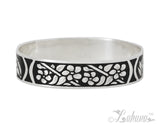 Sterling Silver 18mm Silhouette Collection - Tropical Flower Bangle