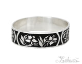 Sterling Silver 18mm Silhouette Collection - Tropical Flower Bangle