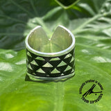 Sterling Silver 24mm Tapered Tribal Cuff Ring