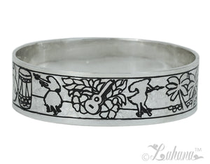 Sterling Silver 18mm Silhouette Collection - Island Scene Bangle - Glimmer Line