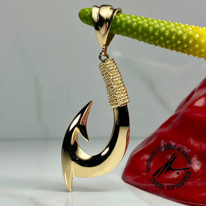 14KYG SOLID XL Fishhook Pendant