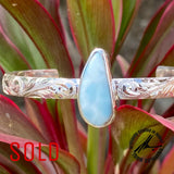 Larimar, 6.5 Carats, Sterling Silver 6mm Cuff Bangle