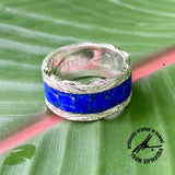 Sterling Silver 12mm Lapis Lazuli Inlay Ring