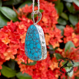 Compressed Turquoise, 25 Carats, Sterling Silver Pendant