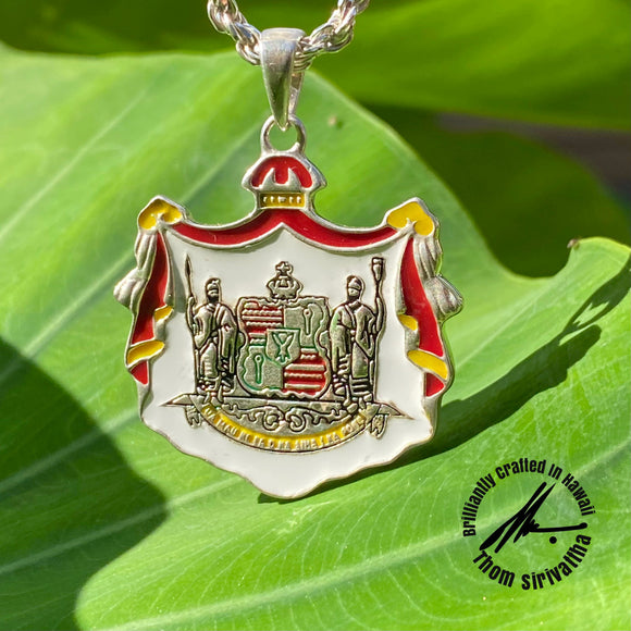 Sterling Silver Hawaiian Coat of Arms Pendant, Medium, 4 Colors