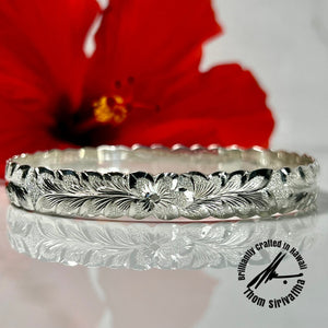 Sterling Silver 10mm Queen Scroll Bangle