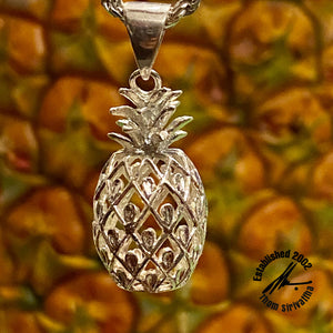 Sterling Silver Yellow Gold Plated Medium Pineapple Pendant