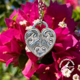 Sterling silver heart scroll design heart lock pendant (chain not included)