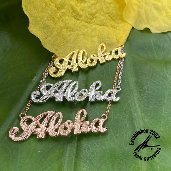 Sterling Silver Gold Plated ALOHA Necklace