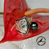 Sterling Silver Cuff Ring with Tahitian Pearl