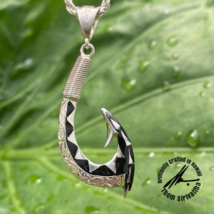 Sterling Silver SOLID Large Tapa Fishhook Pendant