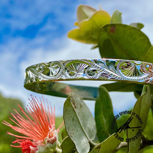 Sterling Silver 8mm Ohi'a Lehua Cuff