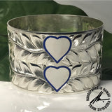50 mm Princess Maile and Double Heart Bangle with Blue Enamel