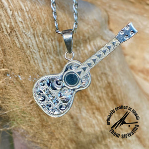 Sterling Silver 55mm Ukulele Pendant