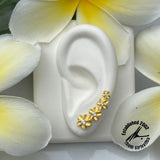 Sterling Silver Gold Plated Graduated Plumeria CZ Climber Earrings