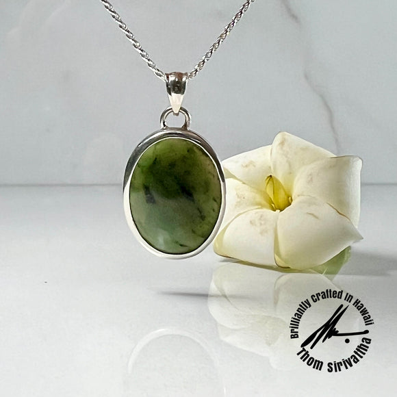 Nephrite Jade Sterling Silver Bezel Set Pendant