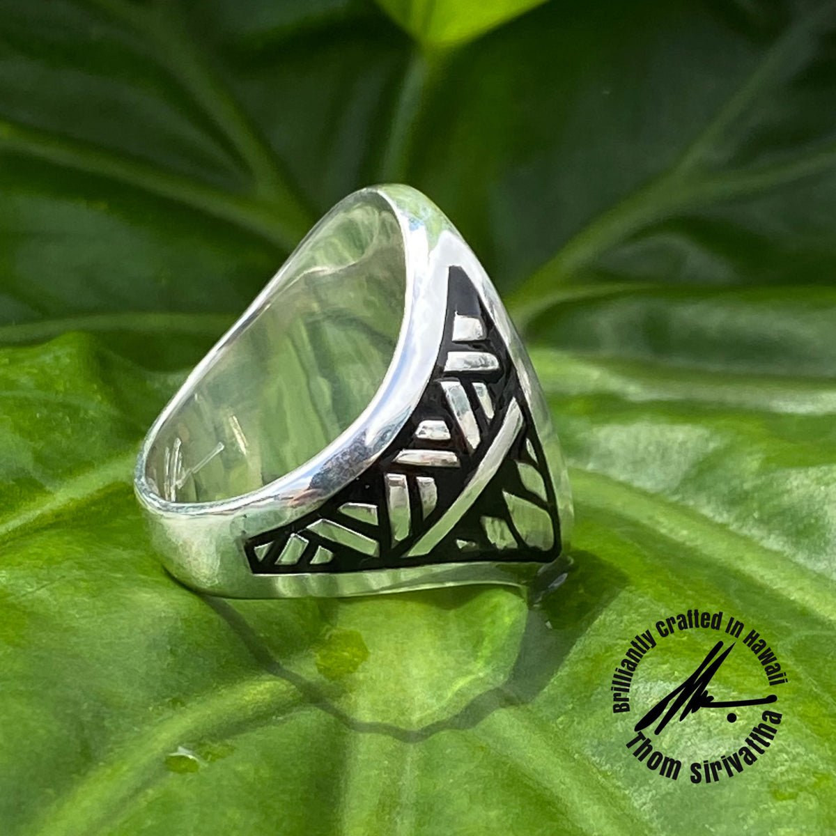 Compressed Turquoise Sterling Silver Signet Ring – Lahana Jewelry By ...