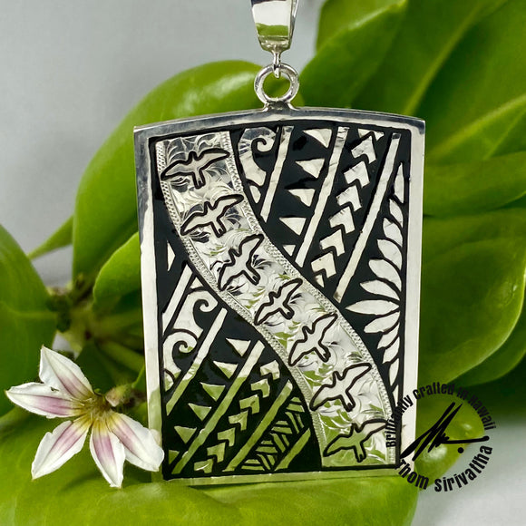 Sterling Silver 40mm Tribal Pendant