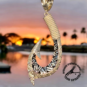 Sterling Silver XXL Tapa Fishhook Pendant