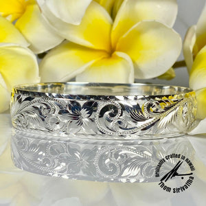 Sterling Silver 15mm Pumehana Scroll Bangle