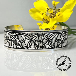 Sterling Silver 18mm Silhouette Bamboo Forest Cuff