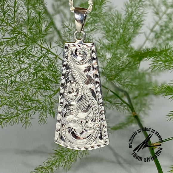 Sterling Silver Intricate Design Tapered Pendant