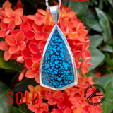 Compressed Turquoise, 17 Carats, Sterling Silver Pendant