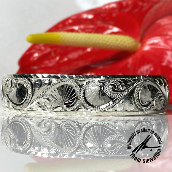 Sterling Silver 15mm Ohia Lehua Bangle