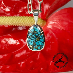 Compressed Turquoise, 7 Carats, Sterling Silver Pendant