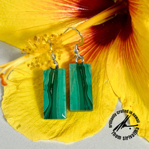 Malachite Drop Sterling Silver Earrings