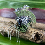 Sterling Silver XL Ikaika (Warrior) Helmet  Pendant With Tapa and Princess Scroll Design