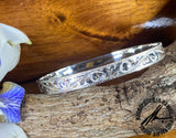 8mm Flat Wire Bangle with Princess Scroll Design and Coin Border