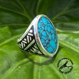 Compressed Turquoise Sterling Silver Signet Ring