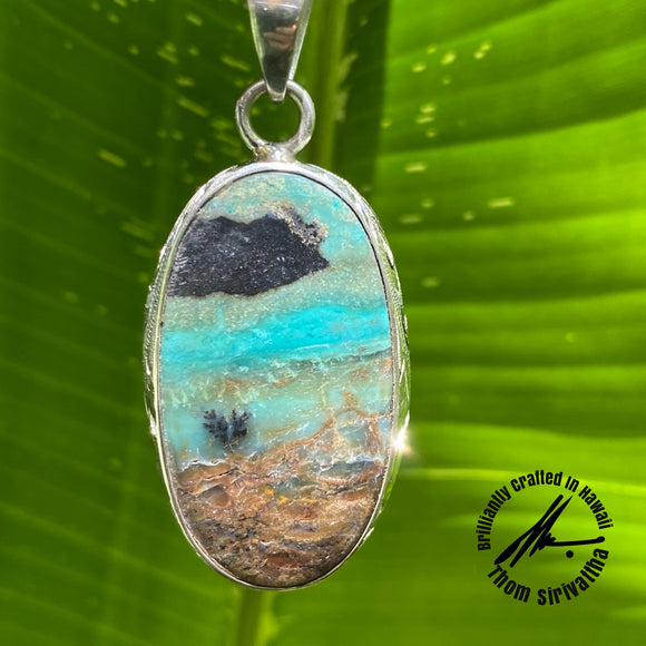 Opalized Petrified Wood, 19 Carats, Sterling Silver Pendant