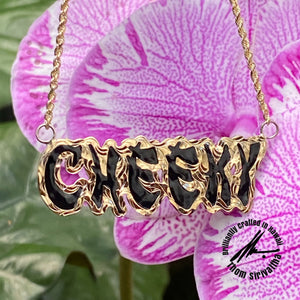 14KYG 18 mm "NAME" Expression Necklace with Rope Chain