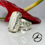 American White Buffalo, 35 Carats, Sterling Silver Ring